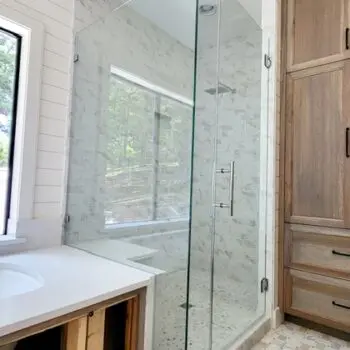 Glass shower enclosure bathroom interior