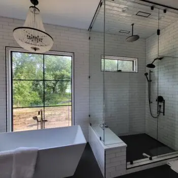Modern bathroom glass shower installation