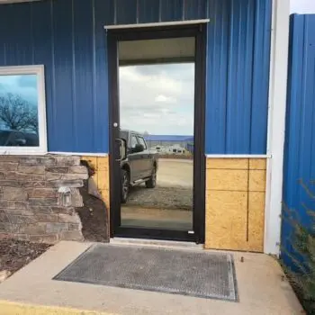 Glass door entrance with reflection