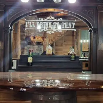 Rustic bar with illuminated sign