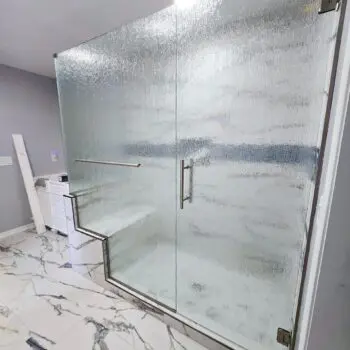 Textured glass shower enclosure bathroom