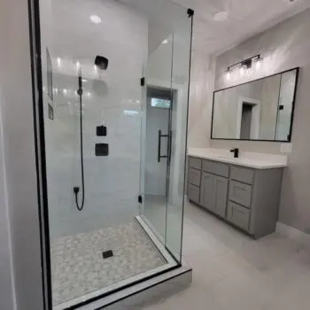 Modern glass shower and vanity