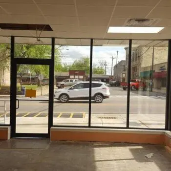 Large street-facing glass windows