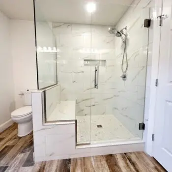 Glass shower enclosure bathroom interior