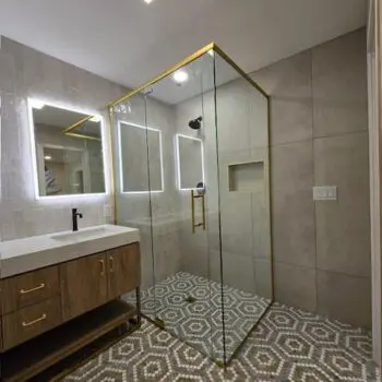 Modern bathroom with glass shower