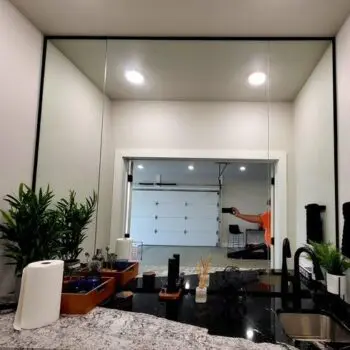 Bathroom mirror with granite countertop