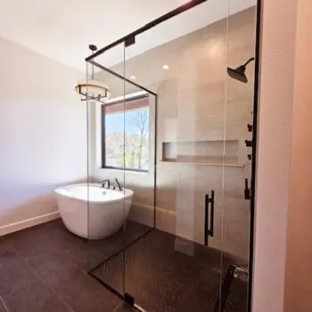 Modern bathroom shower glass enclosure