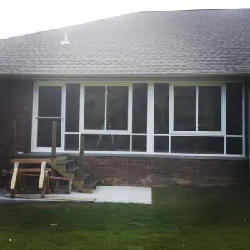 Brick building large glass windows