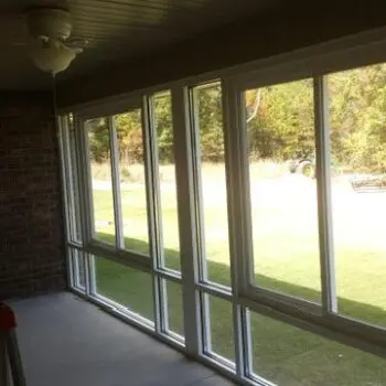 Enclosed porch large glass windows