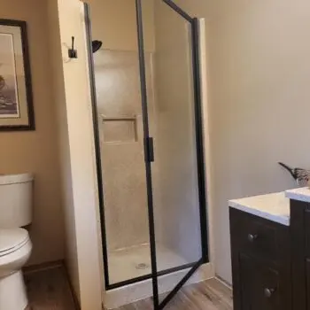 Bathroom with glass shower door