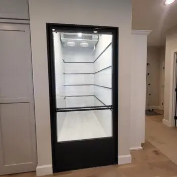 Glass door interior empty shelves