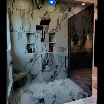 Modern glass marble shower enclosure
