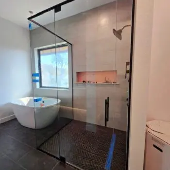 Modern glass shower enclosure bathroom