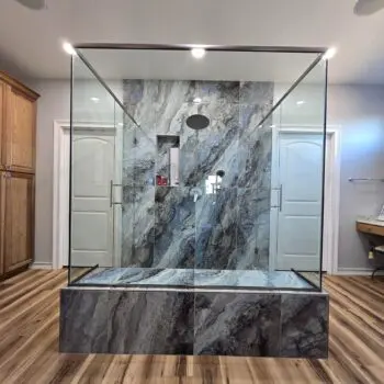 Luxurious glass shower enclosure installation