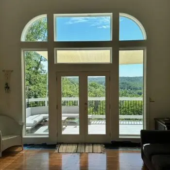 Living room glass door view