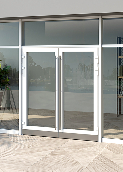 Glass patio door with windows