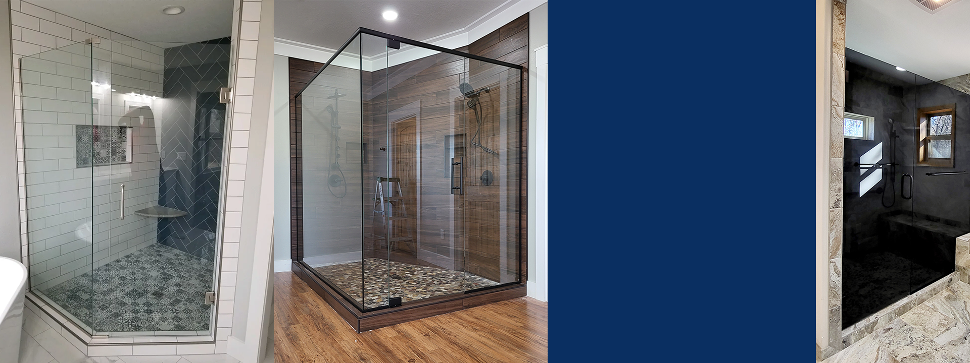 Modern glass shower enclosures indoors