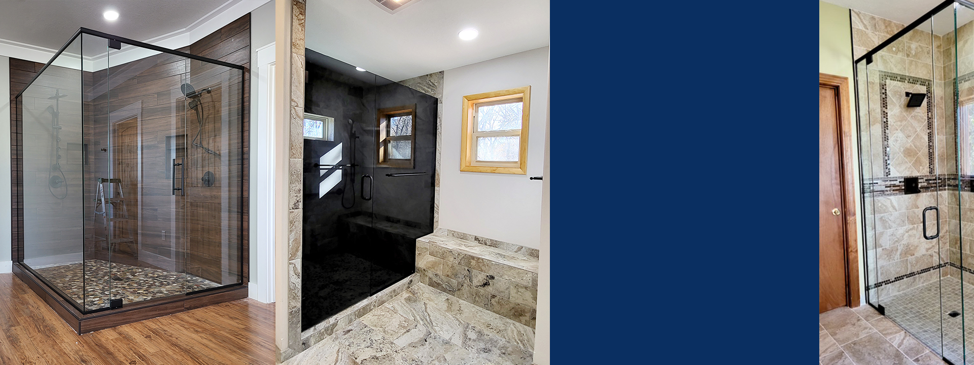 Modern glass shower enclosures display