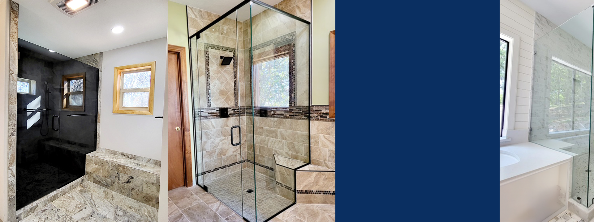 Shower enclosures with glass doors